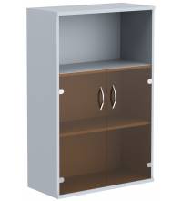 Шкаф с малыми стеклянными дверьми СТ-2.2 Металлик 770*365*1200