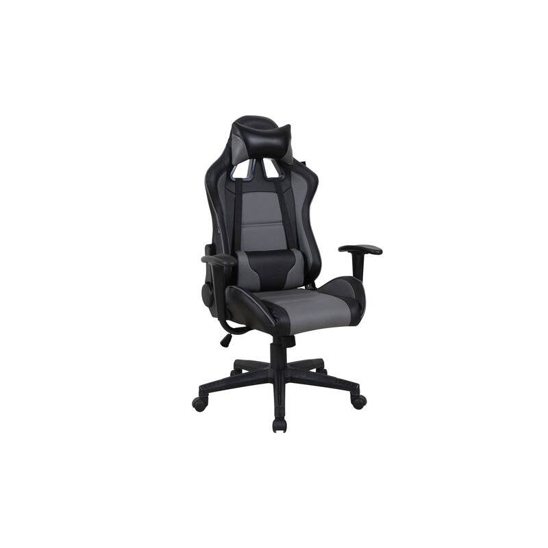 Кресло компьютерное  "GT Racer GM-100", две подушки, экокожа, черное/серое, 531926 главное фото